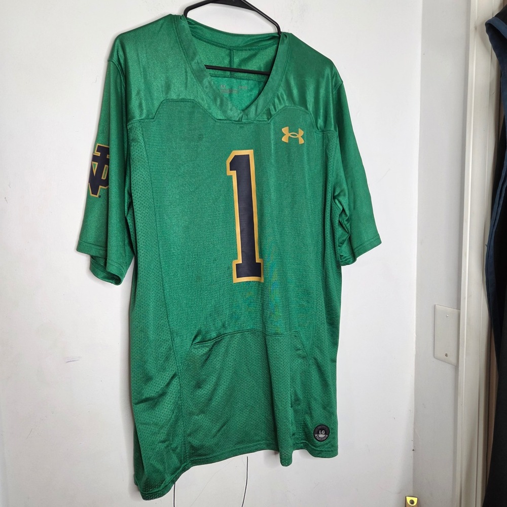 Under Armour Notre Dame Fighting Irish Green Football Jersey #1 Mens Large